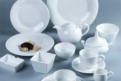 400Hotel White Ceramic Plate Set Porcelain Dinnerware (6)