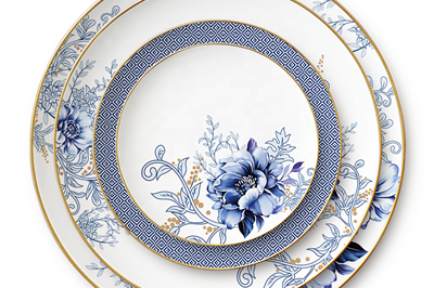 400New product crockery bone china dishes ceramic blue flower (1)