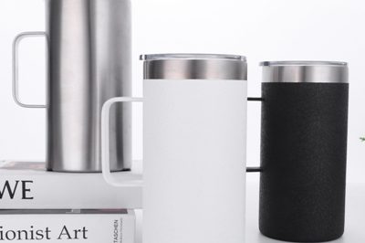 400Vacuum insulated cups wholesale coffee mug with lid and handle (2)