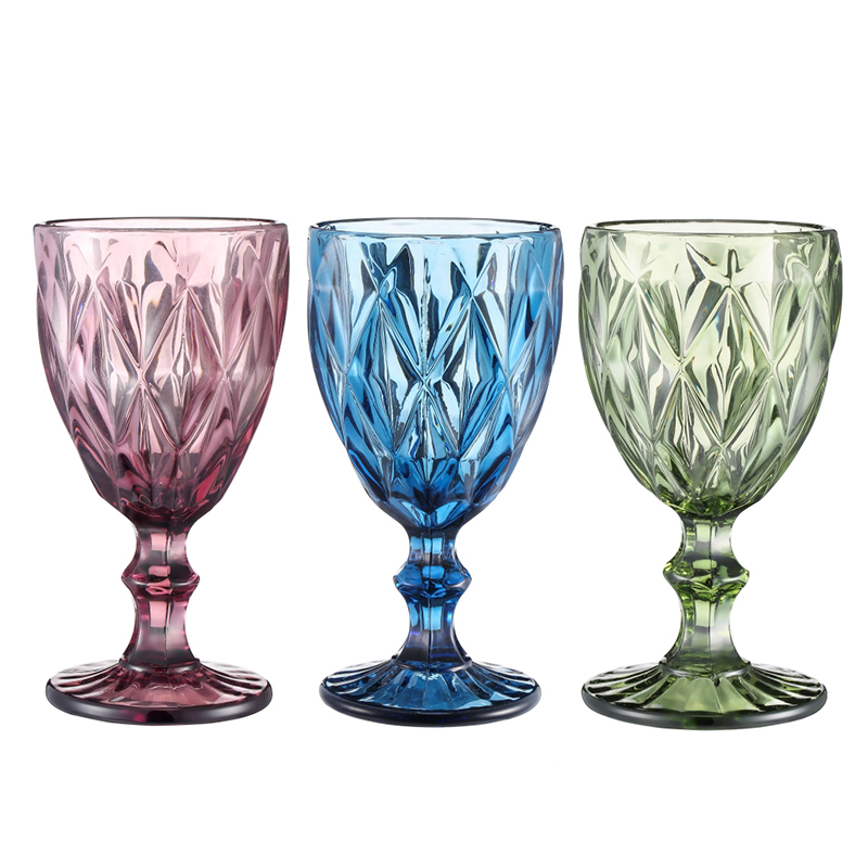Wholesale Colored Glassware Embossed Vintage Goble