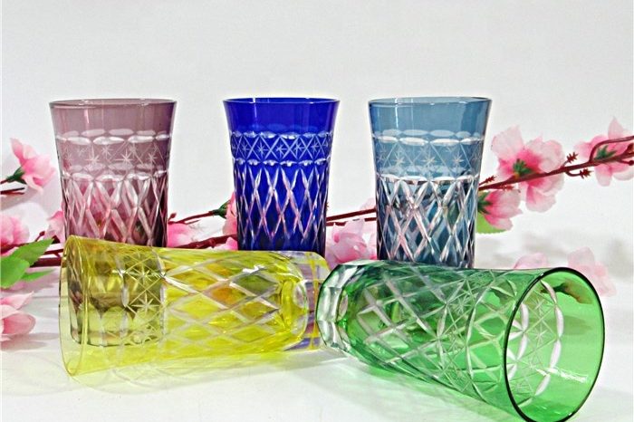 hand cut glassware juice beer drinking glasses (5)