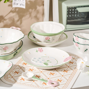 Cute Floral Crockery Dinner Sets with Colorful Flower Patterns – Ceramic Plates and Bowls