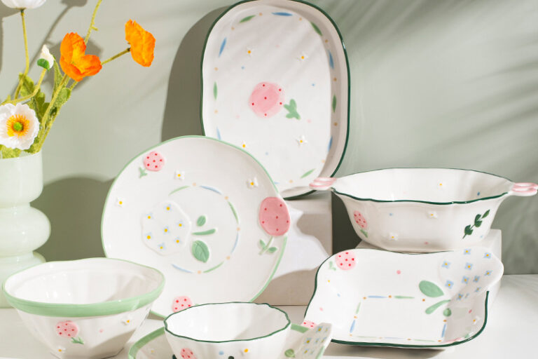 Best-Selling Cute Floral Crockery Dinnerware – Ceramic Flower Design Table Set (2) Cute Floral Crockery Dinner Sets with Colorful Flower Patterns – Ceramic Plates and Bowls