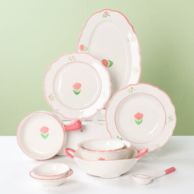 Cute Floral Crockery Dinner Sets with Colorful Flower Patterns – Ceramic Plates and Bowls