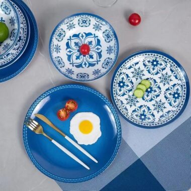 Vintage Modern Farmhouse Melamine Crockery Set in Rustic Style