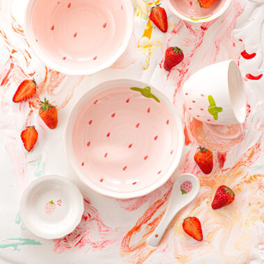Cute Strawberry Crockery Dinner Set for Kitchen or Gift Shop