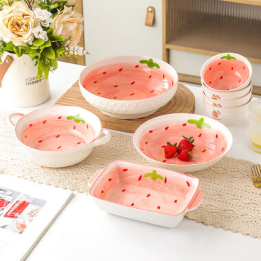 Cute Strawberry Crockery Dinner Set for Kitchen or Gift Shop