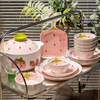 Cute Strawberry Crockery Dinner Set for Kitchen or Gift Shop