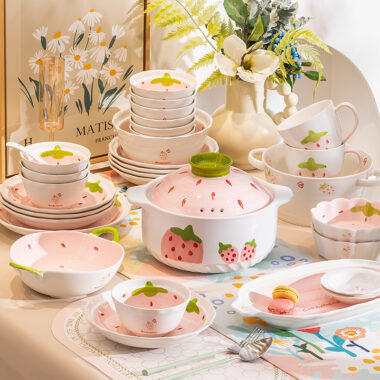 Cute Strawberry Crockery Dinner Set for Kitchen or Gift Shop