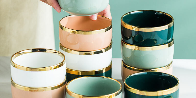 Modern ceramic bowls for kitchen use in minimal crockery design