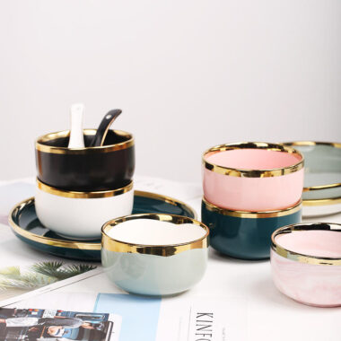 Modern ceramic bowls for kitchen use in minimal crockery design