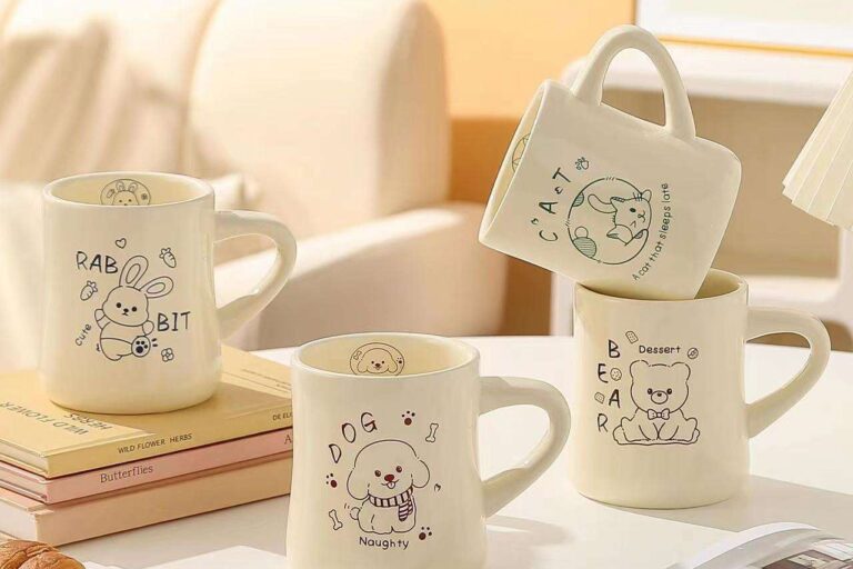 Cartoon cat and dog ceramic mugs – cute crockery for coffee and tea