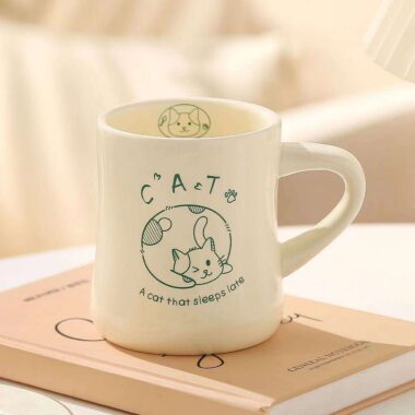 Cartoon cat and dog ceramic mugs – cute crockery for coffee and tea