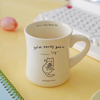 Cartoon cat and dog ceramic mugs – cute crockery for coffee and tea