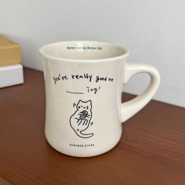 Cartoon cat and dog ceramic mugs – cute crockery for coffee and tea