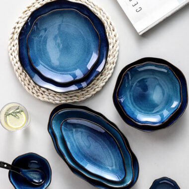 Nordic Blue Crockery Dinner Set – Scandinavian Luxury Tableware