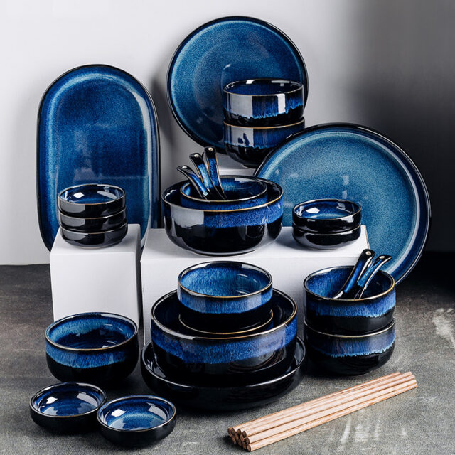 Nordic Blue Crockery Dinner Set – Scandinavian Luxury Tableware