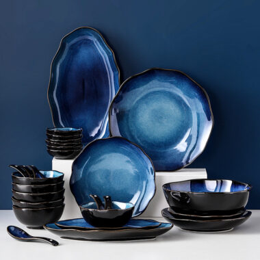 Nordic Blue Crockery Dinner Set – Scandinavian Luxury Tableware