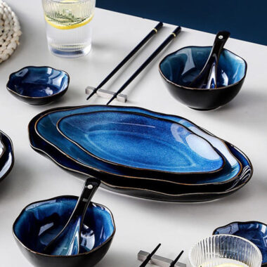 Nordic Blue Crockery Dinner Set – Scandinavian Luxury Tableware