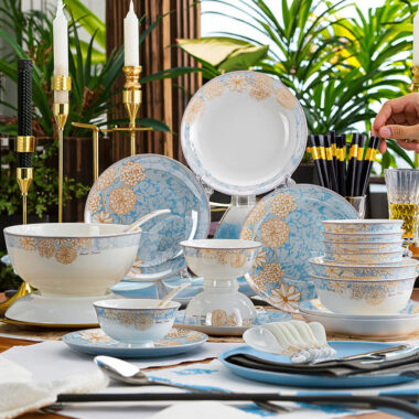 Luxury European Floral Crockery Dinner Set – Porcelain Tableware