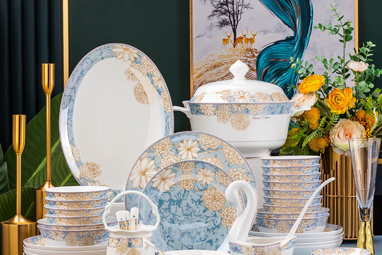 Luxury European Floral Crockery Dinner Set – Porcelain Tableware