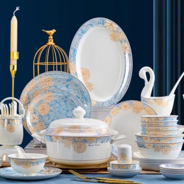 Luxury European Floral Crockery Dinner Set – Porcelain Tableware