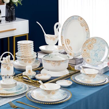 Luxury European Floral Crockery Dinner Set – Porcelain Tableware