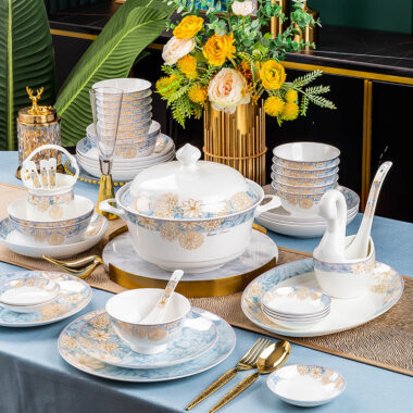 Luxury European Floral Crockery Dinner Set – Porcelain Tableware
