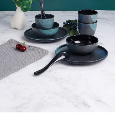 Modern luxury melamine dinnerware set with plates and bowls