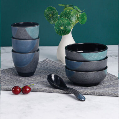 Modern luxury melamine dinnerware set with plates and bowls