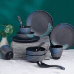 Modern luxury melamine dinnerware set with plates and bowls