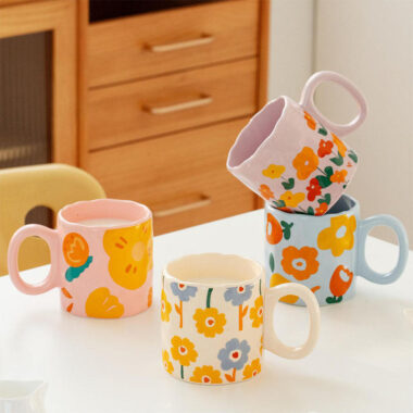 Cute flower-themed ceramic cups and mugs for modern crockery lovers
