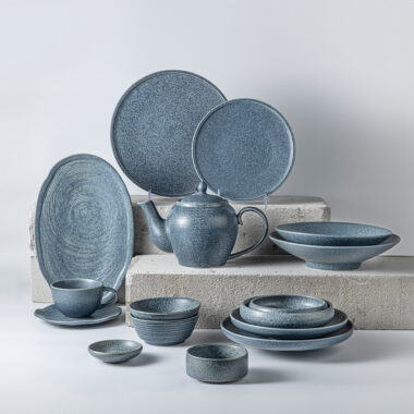Custom Blue-Grey Japanese Style Vintage Dinner Set for Hotel & Restaurant