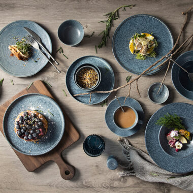 Custom Blue-Grey Japanese Style Vintage Dinner Set for Hotel & Restaurant
