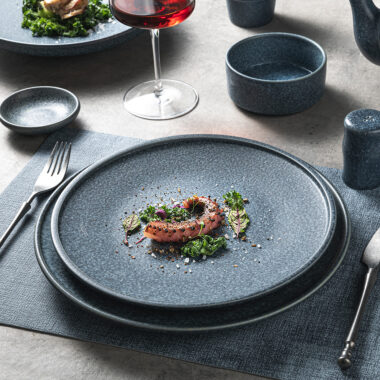 Custom Blue-Grey Japanese Style Vintage Dinner Set for Hotel & Restaurant