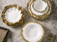 Nordic minimalist crockery with irregular shape and gold rim