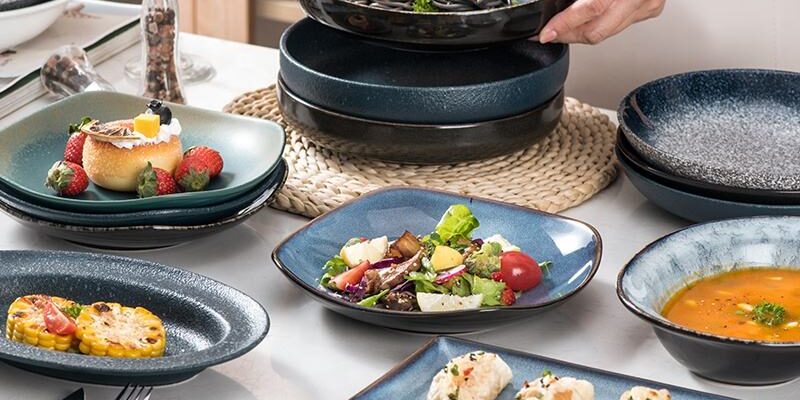 Custom vintage minimalist ceramic crockery plates and dishes