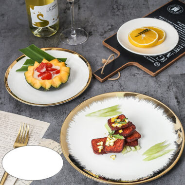 Luxury gold rim crockery plates and dishes – modern porcelain tableware