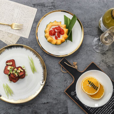 Luxury gold rim crockery plates and dishes – modern porcelain tableware