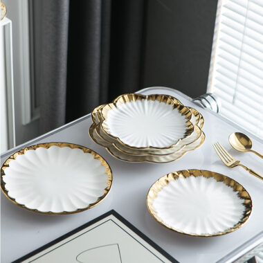 Luxury gold rim crockery plates and dishes – modern porcelain tableware