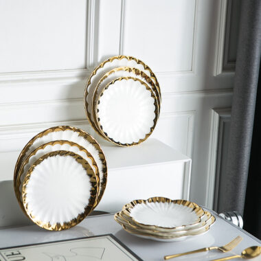Luxury gold rim crockery plates and dishes – modern porcelain tableware