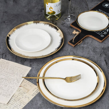 Luxury gold rim crockery plates and dishes – modern porcelain tableware