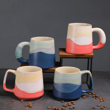Vintage gradient color ceramic cups and mugs for home use