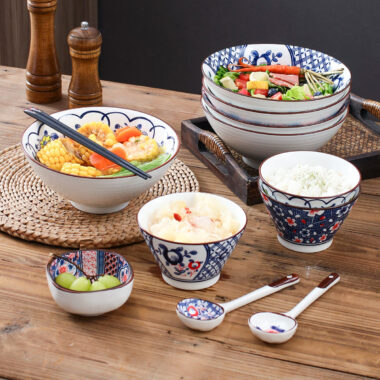 Vintage Japanese-style crockery bowl with traditional pattern