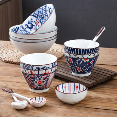 Vintage Japanese-style crockery bowl with traditional pattern