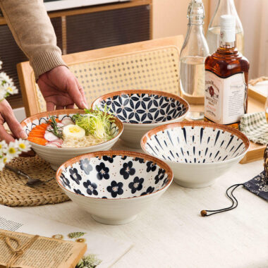Vintage Japanese-style crockery bowl with traditional pattern