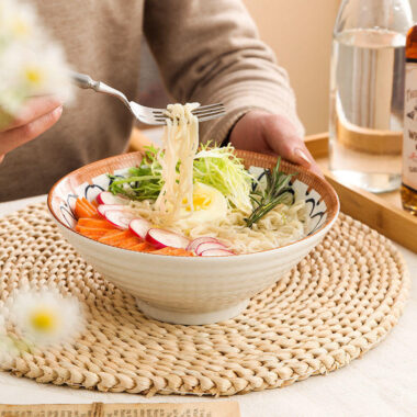 Vintage Japanese-style crockery bowl with traditional pattern
