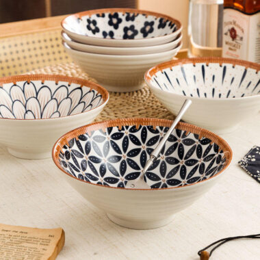 Vintage Japanese-style crockery bowl with traditional pattern