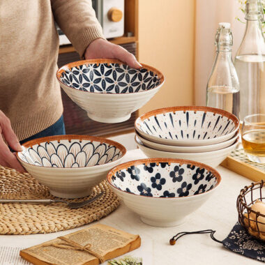 Vintage Japanese-style crockery bowl with traditional pattern