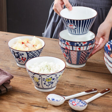 Vintage Japanese-style crockery bowl with traditional pattern